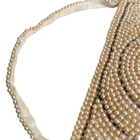 Vintage Mini Pearl Champagne Evening Handbag - Picture 5 of 6